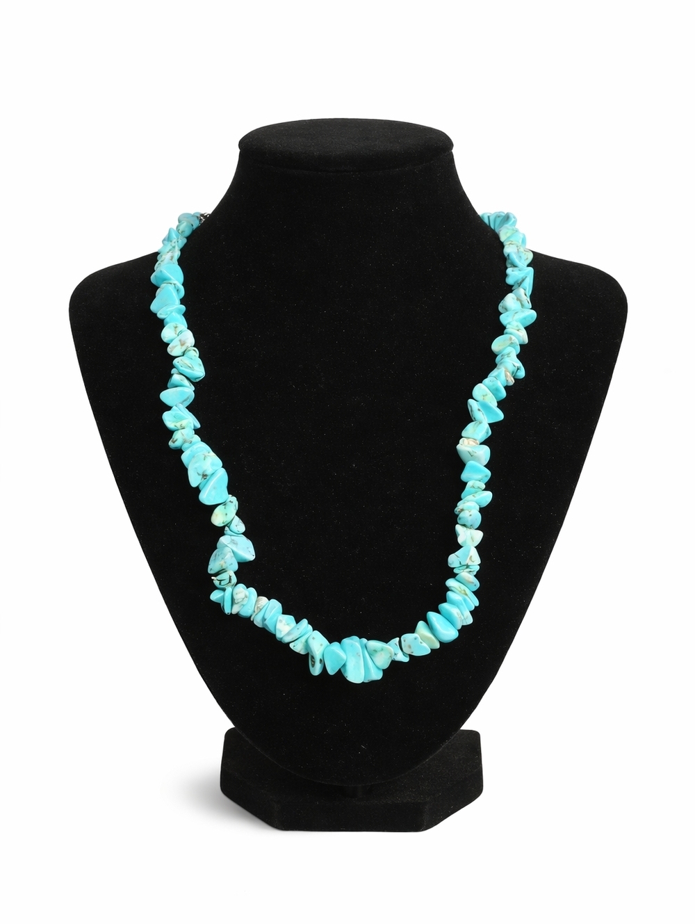 Turquoise Stone Chip Necklace Blue Natural Gemstone Bead Statement Jewelry Boho